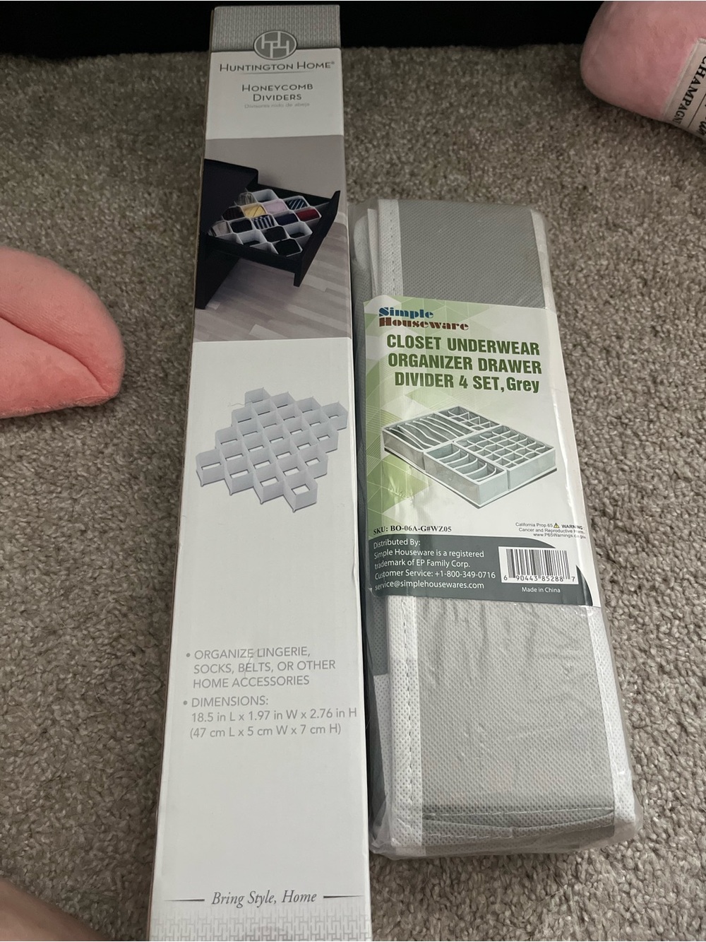 Grey Closet Underwear Organizer - 4-Pack Dividers